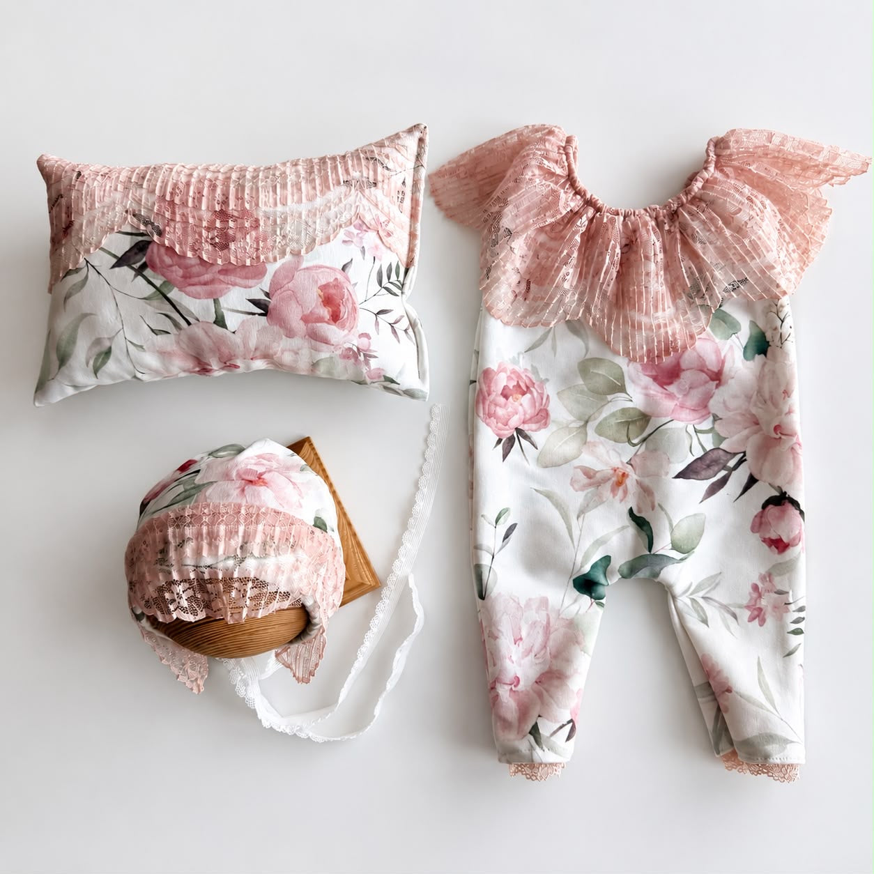 Blossom Garden Floral Romper Set – Newborn Photography Props