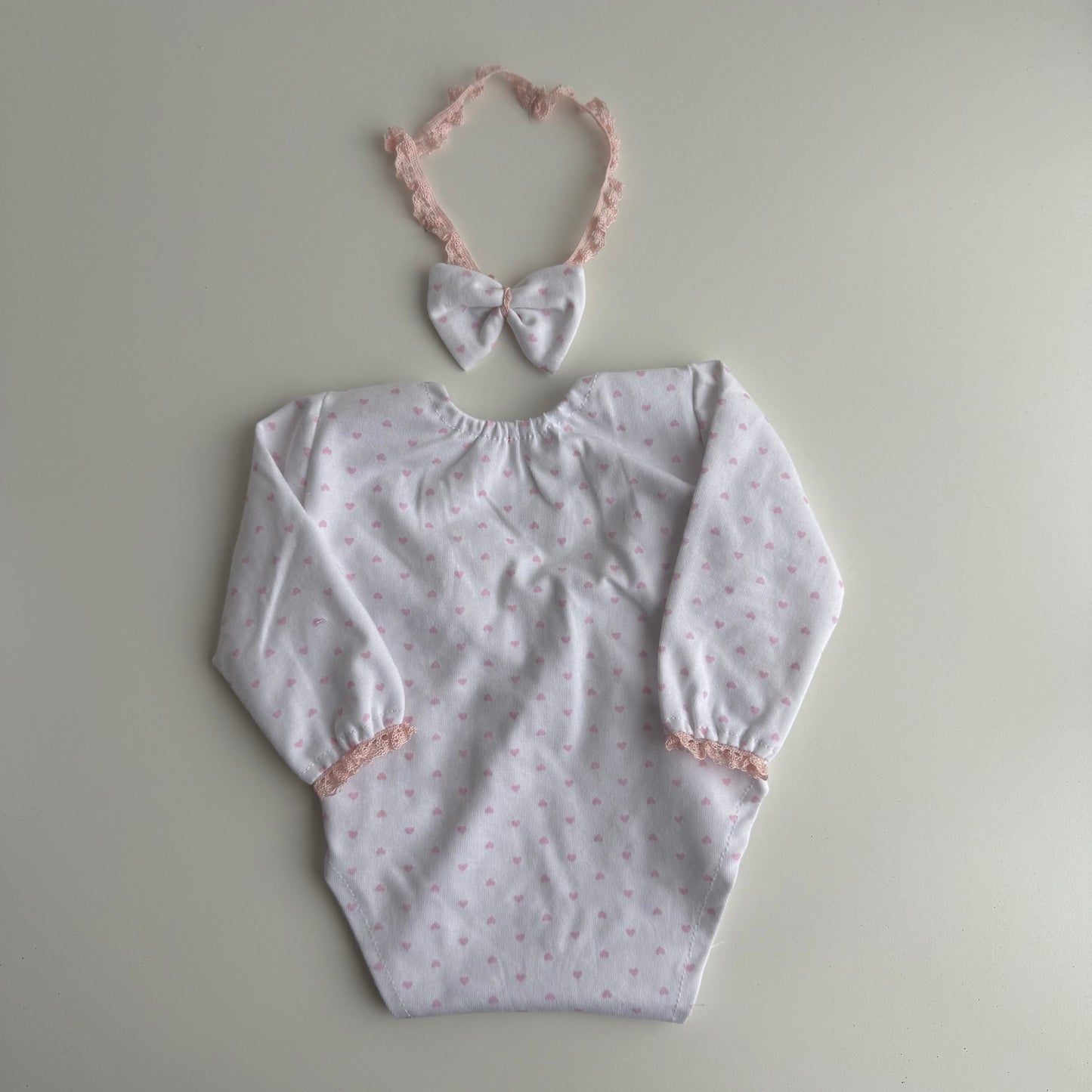 Pink Hearts Newborn Photography Outfit and Headband Photo Prop