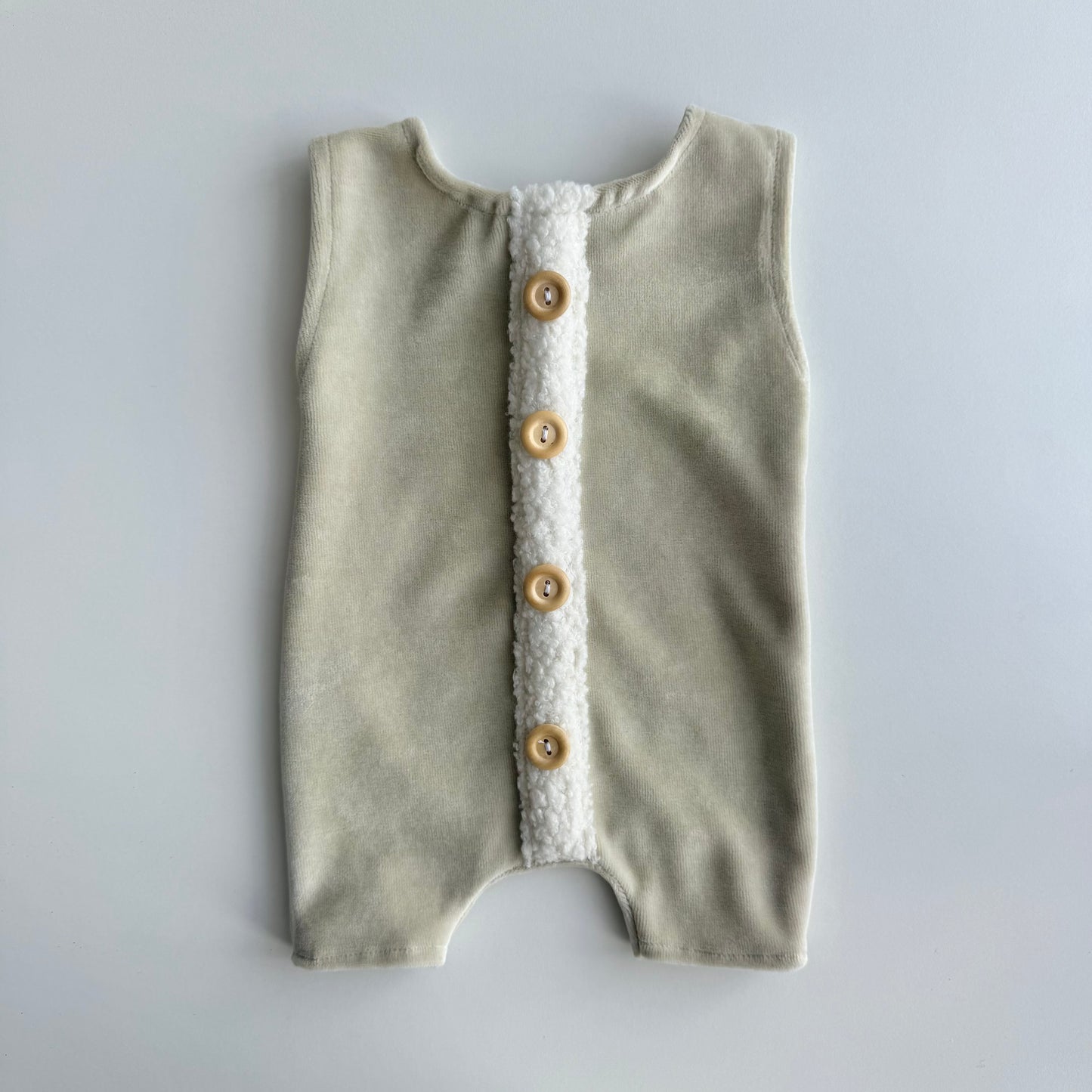 Pistachio Velvet Teddy Overalls – Newborn Photography Props