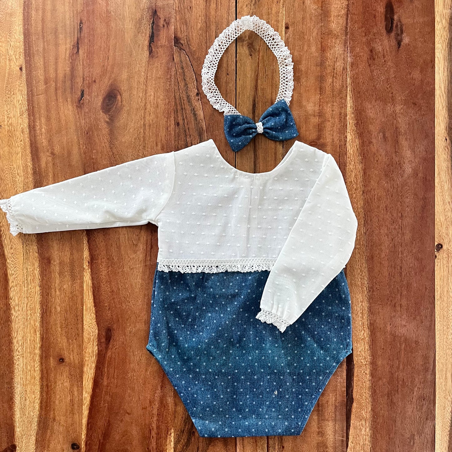 Mary Sitter weiß & blau Fotografie Prop Outfit für Mädchen