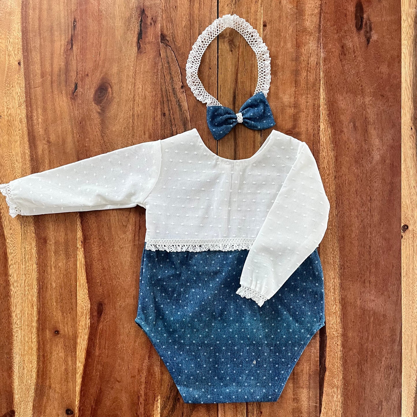 Mary sitter white & blue Photography Prop Outfit For Girl