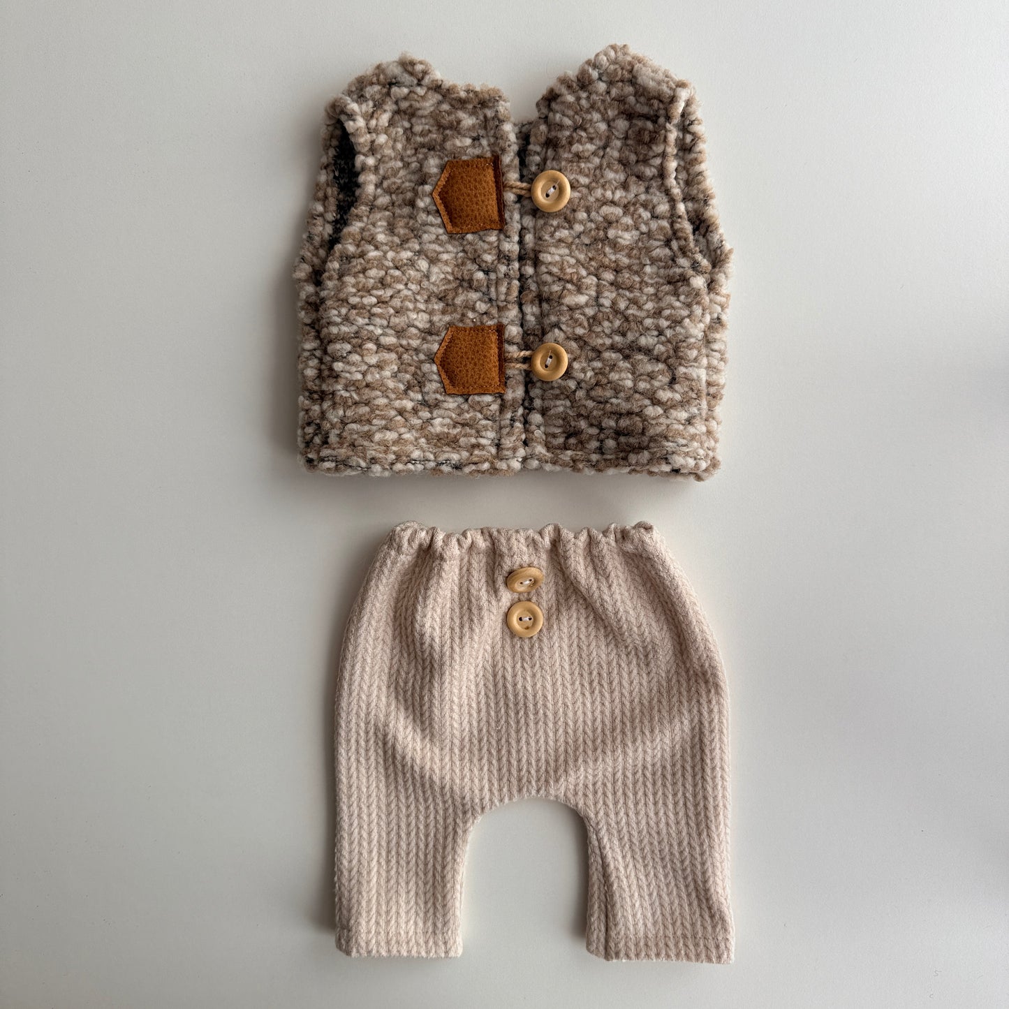 Milkshake Teddy Vest & Knit Pants Set – Newborn Photography Props