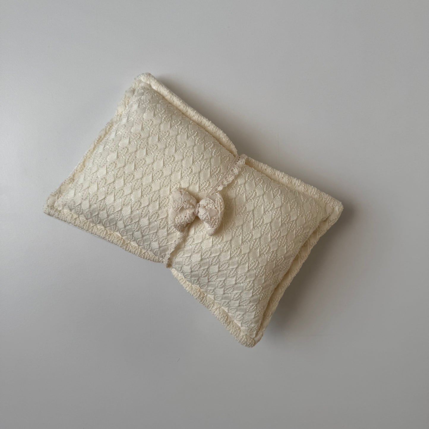 Cream lace newborn pillow and headband