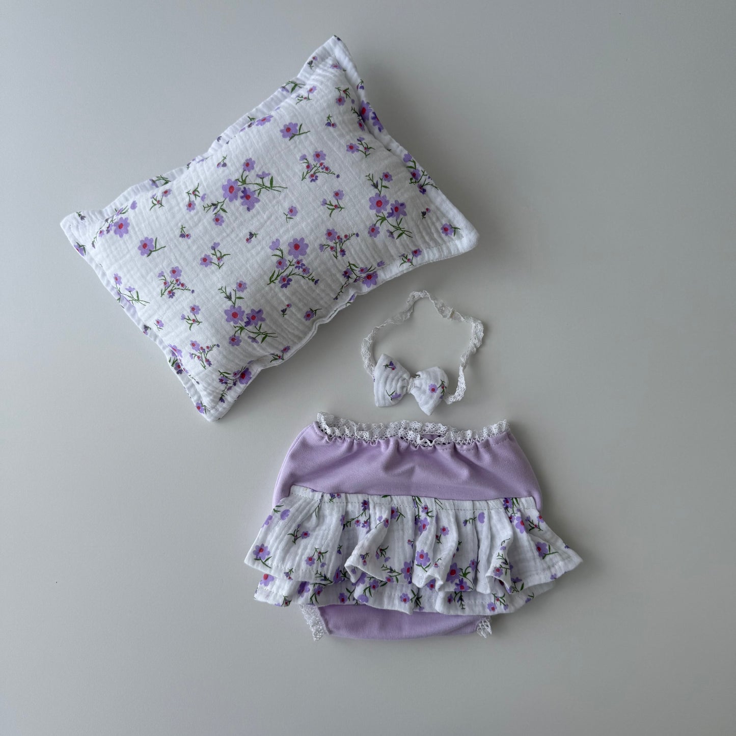 Violet pants headband and pillow Newborn Photography Props