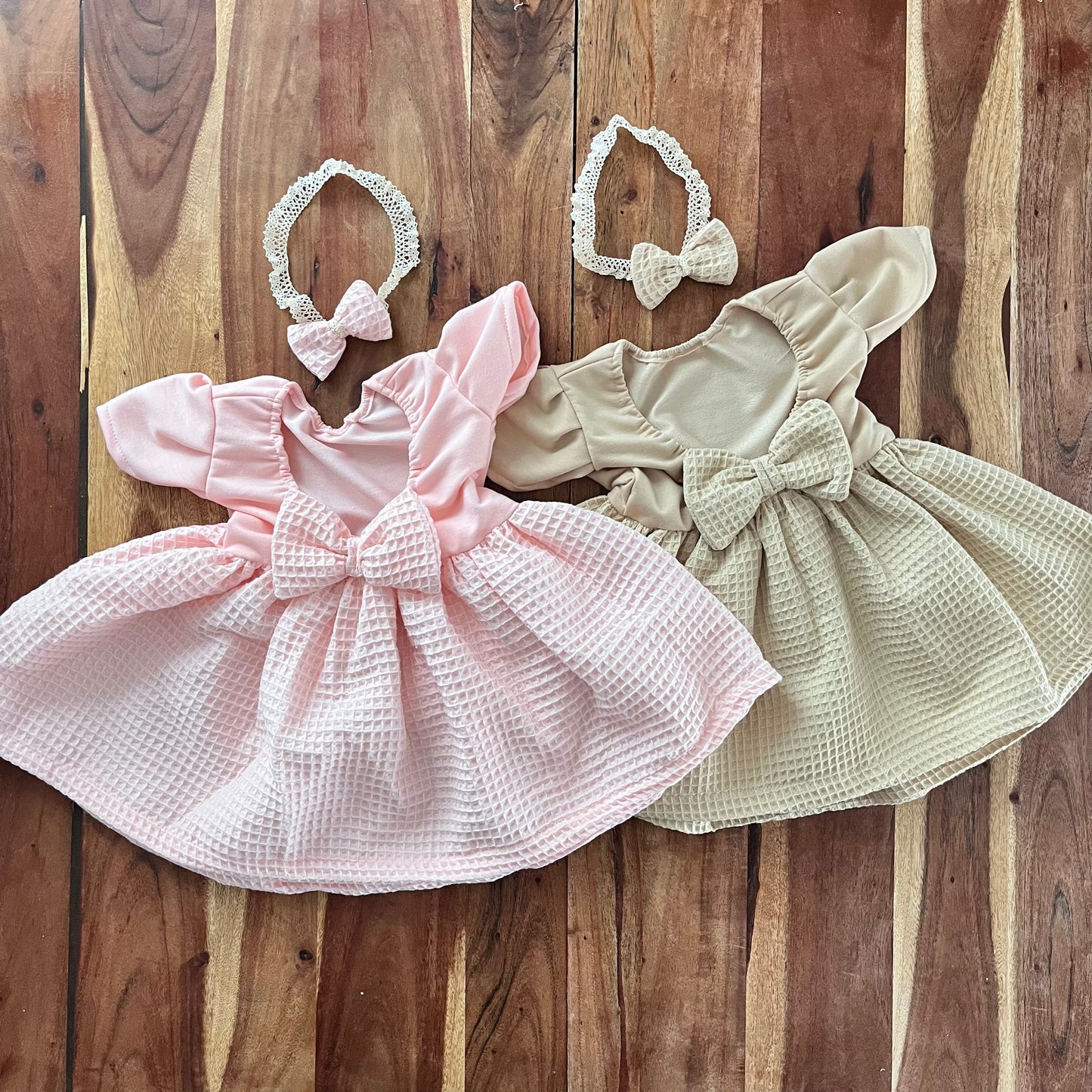 Sitter dress beige and pink Photography Prop Outfit For Girl
