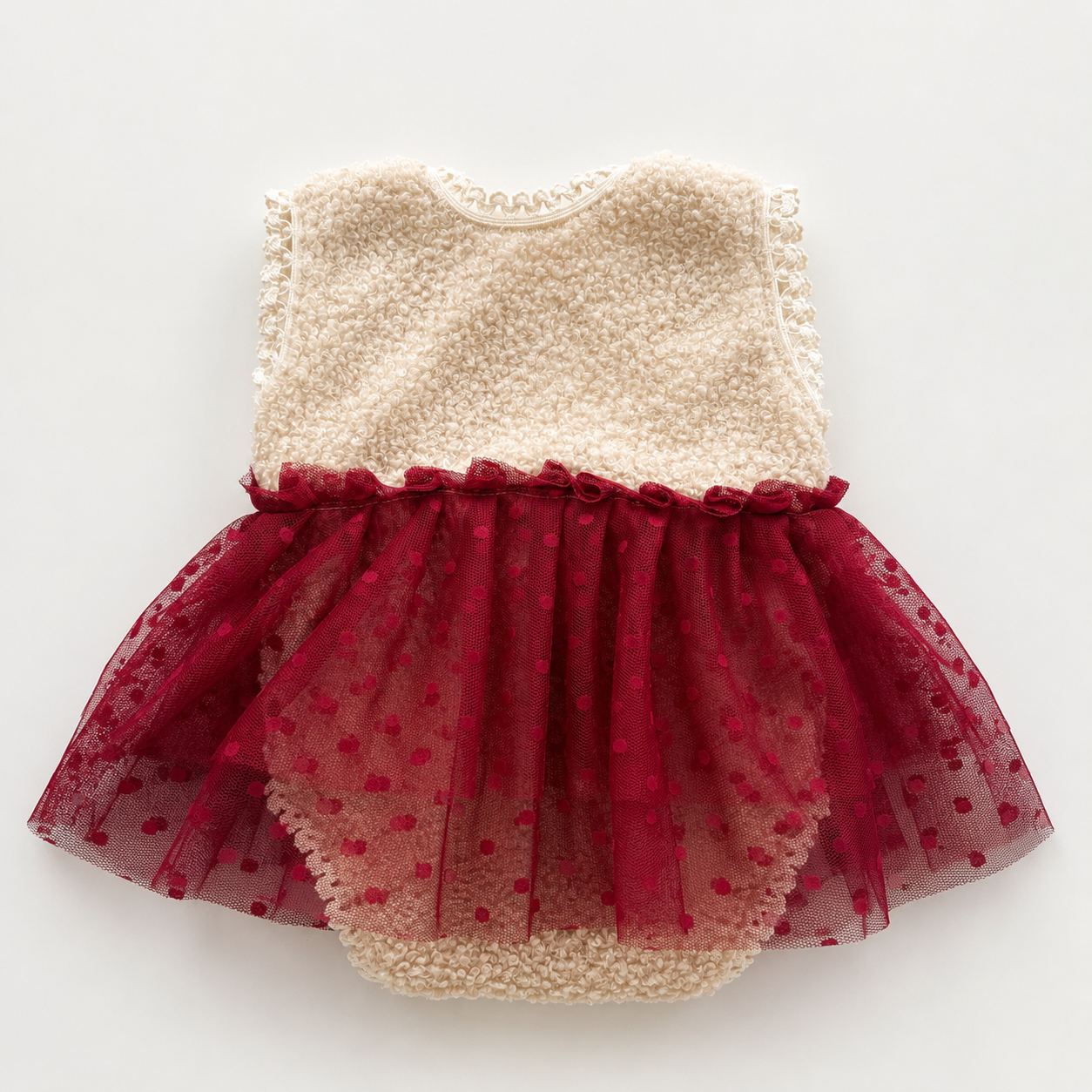 Cranberry Bouclé Tulle Dress – Newborn Photography Props