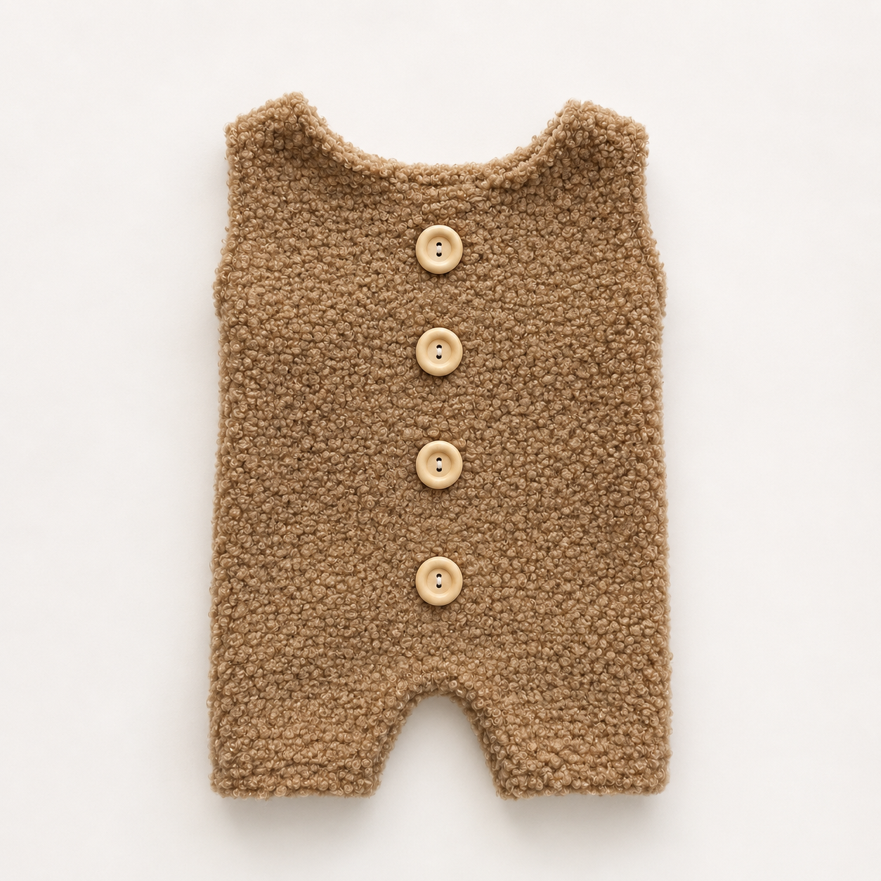 Toffee Bouclé Button Romper – Newborn Photography Props