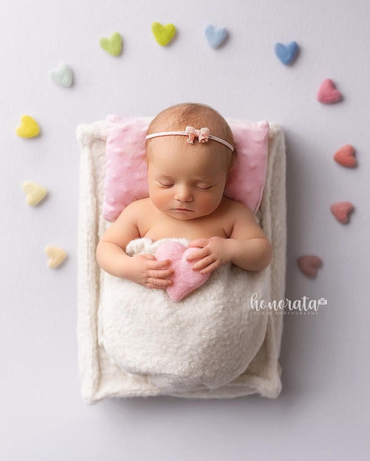 Mattress cover with pillowcase and pocket on the other side. Newborn photography props