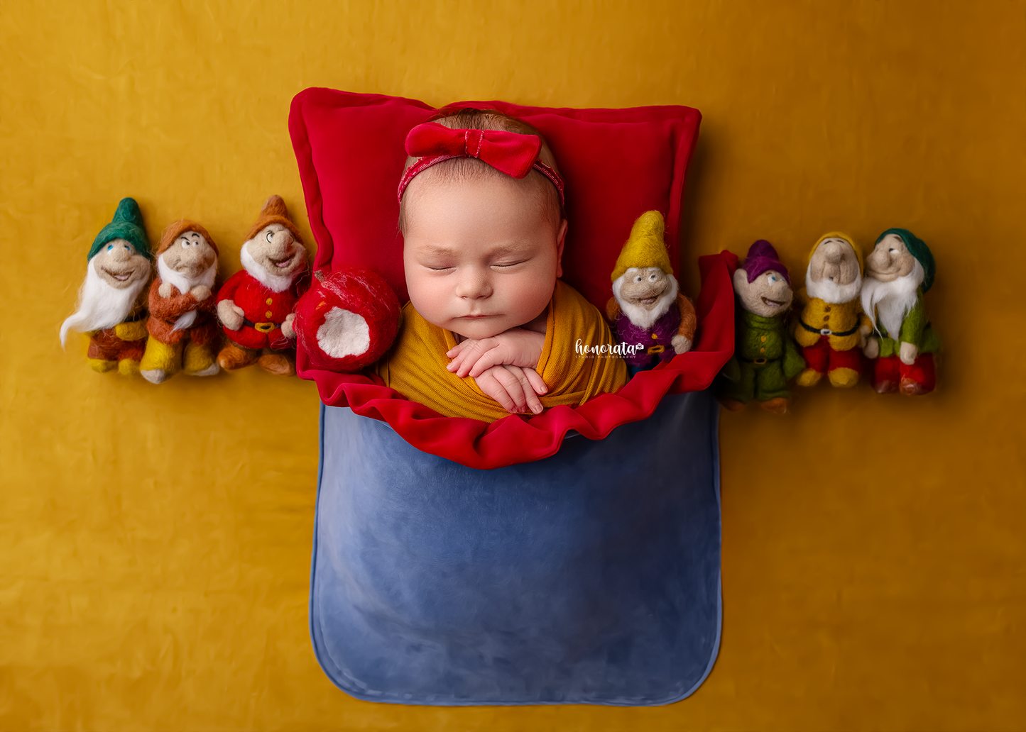 Snow White pocket with a backdrop. Newborn photo props