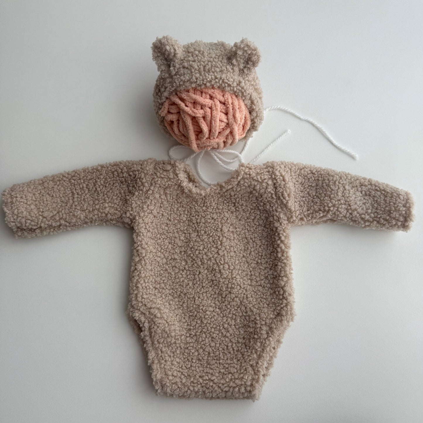 Bear milkshake outfit with bonnet Newborn Photography Prop