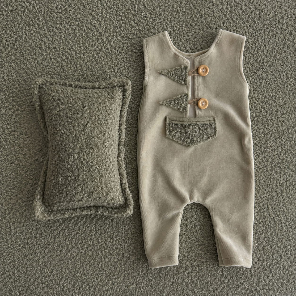 Pistachio Soft Newborn Romper & Pillow Set