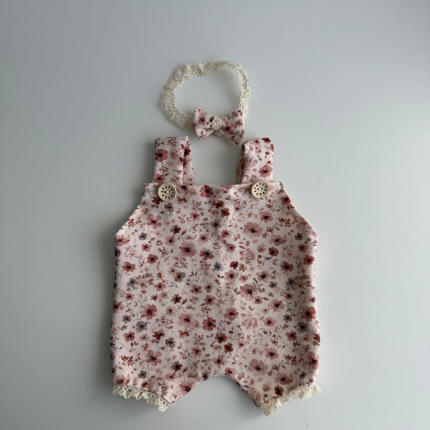 Vintage Blossom Newborn Romper & Headband Set