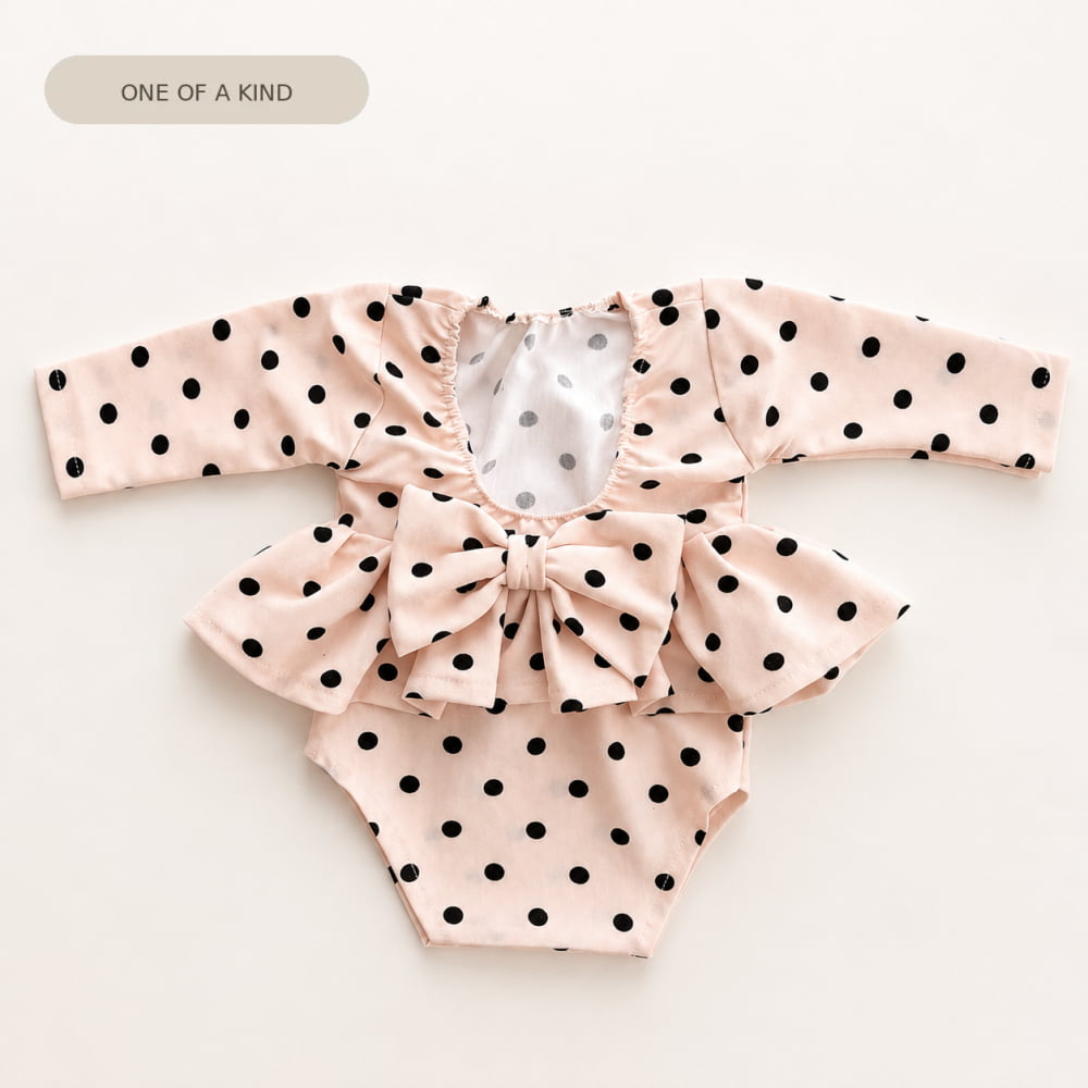 Blush Polka Dot Peplum Bodysuit – Newborn Photography Props