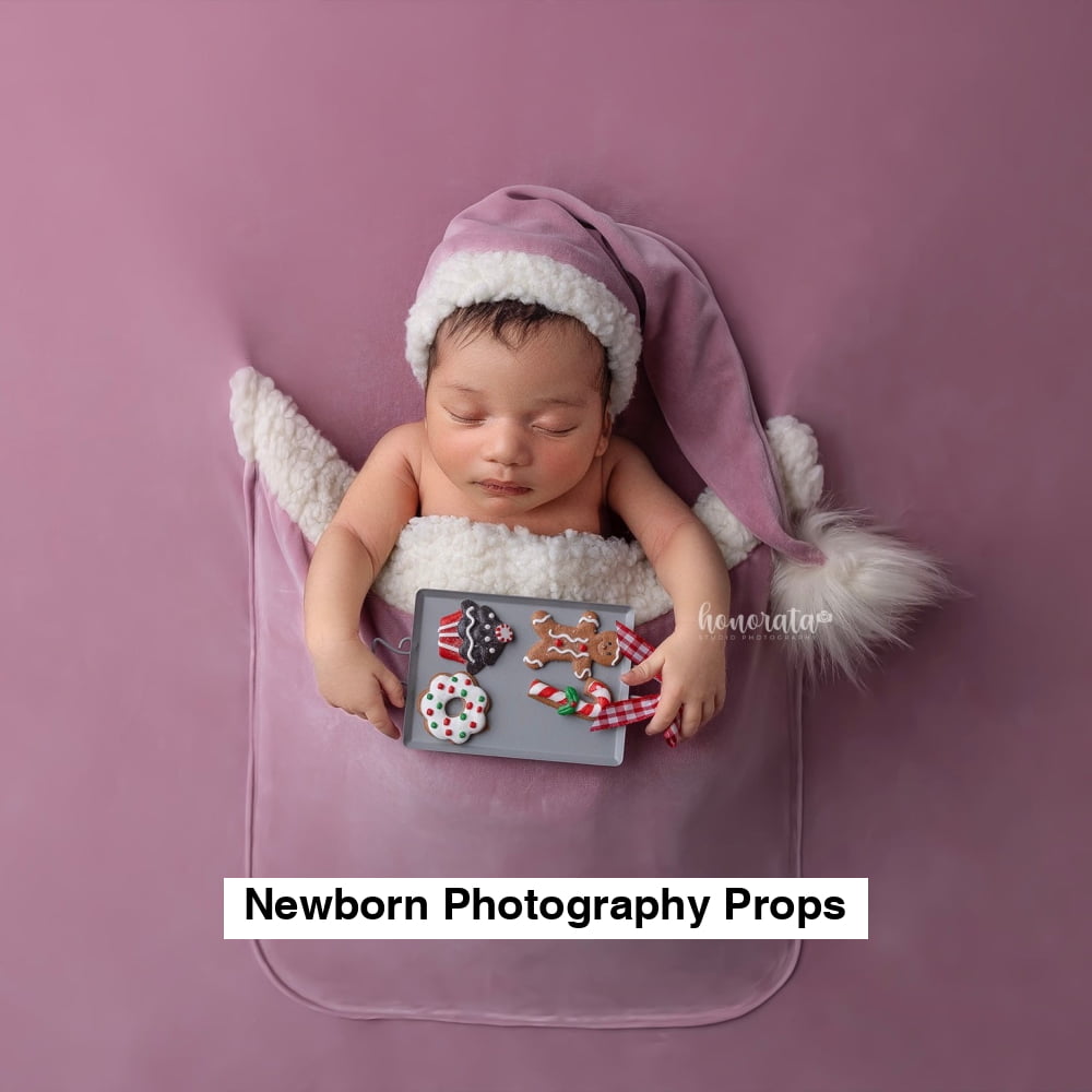 Pink Santa Hat Backdrop with a pocket. Newborn photo props - Pink ready to send