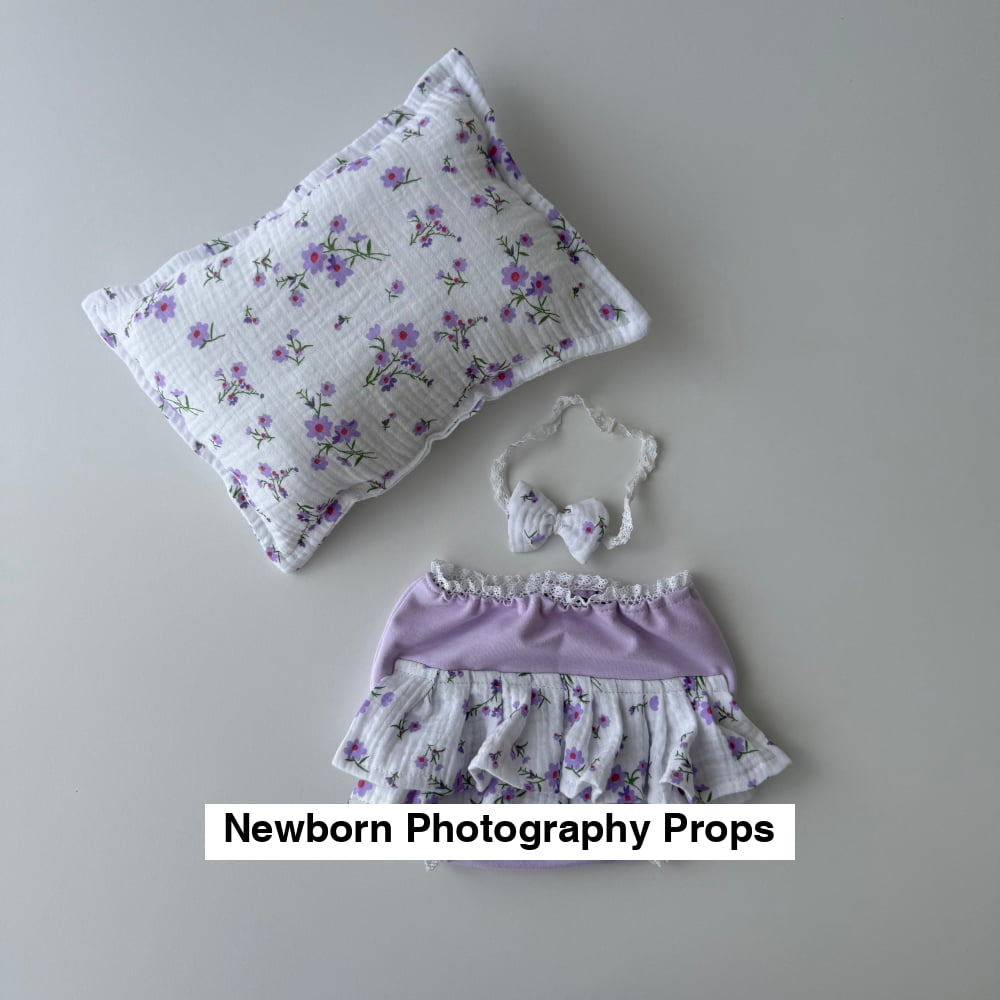 Violet pants headband and pillow Newborn Photography Props
