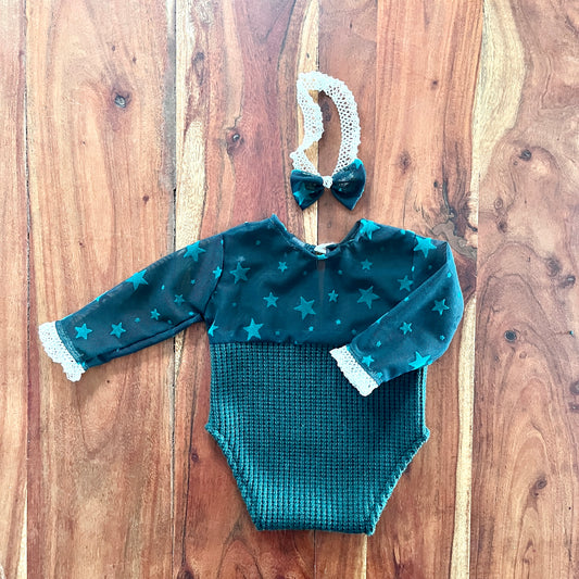 Anabelle Green Stars Neugeborenen-Fotografie-Requisiten-Outfit für Mädchen