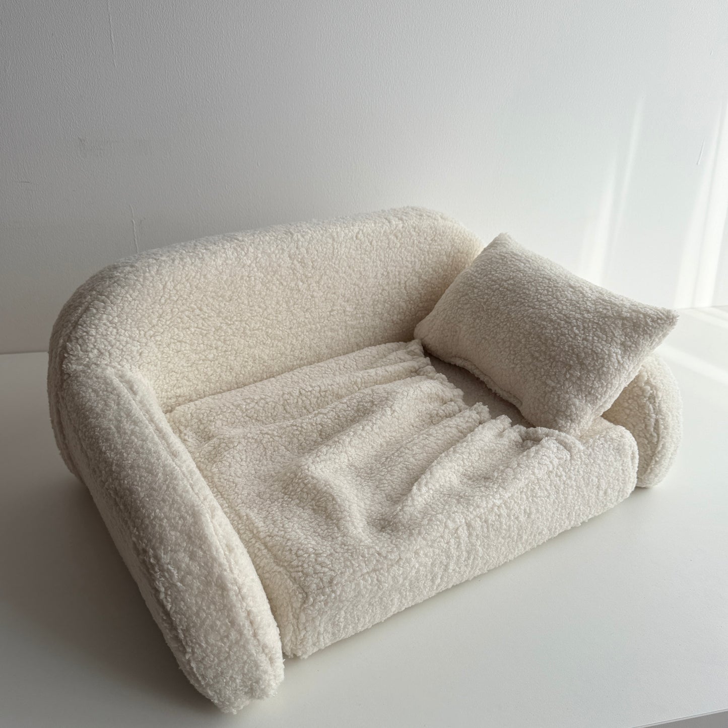 Cream Bouclé Newborn Photography Bed 3in1