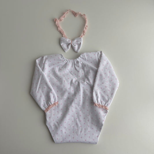 Pink Hearts Newborn Photography Outfit and Headband Photo Prop