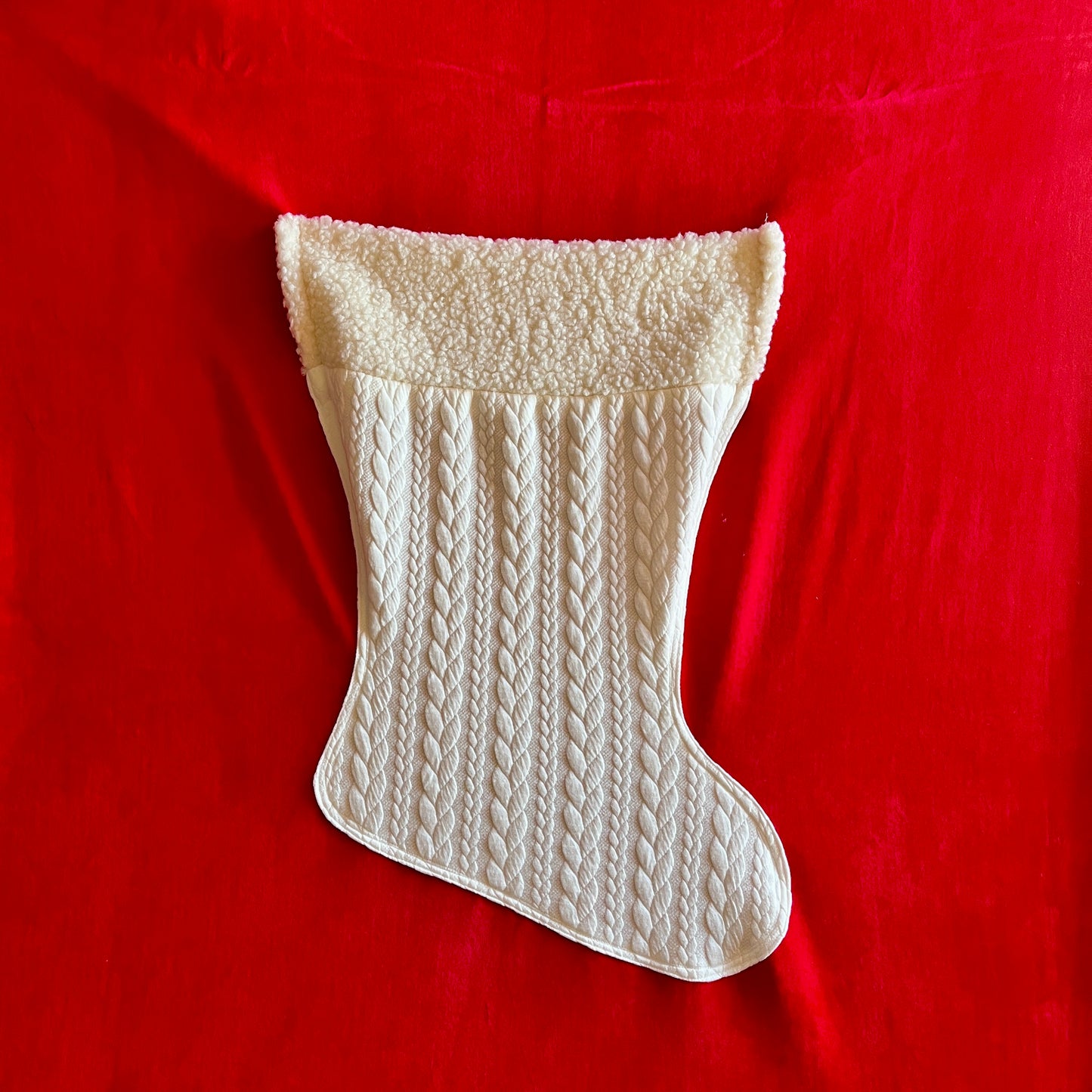 Christmas stocking pocket on backdrop. newborn photo props