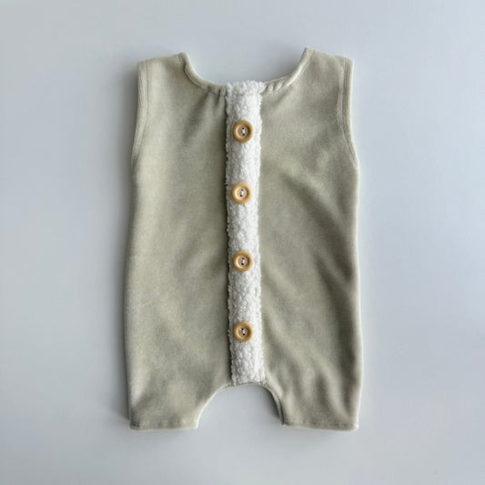 Pistachio Velvet Teddy Overalls – Newborn Photography Props