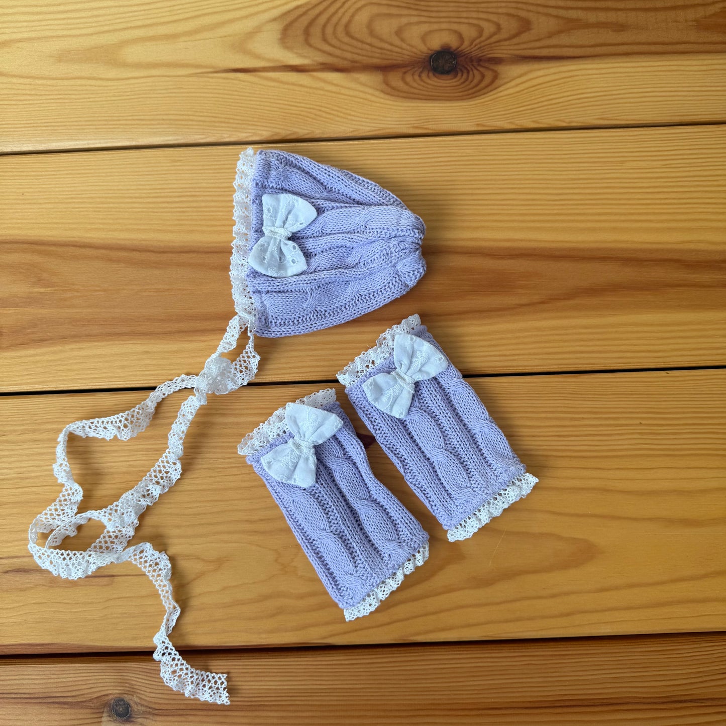Dalia purple braid bonnet set with leg warmers Newborn Photography Prop