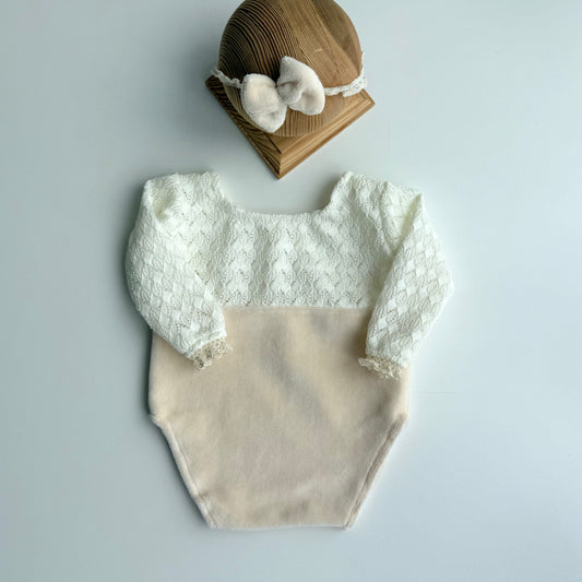 Anne kuscheliges Samt-Neugeborenen- oder Babysitter-Fotografie-Requisiten-Outfit für Mädchen