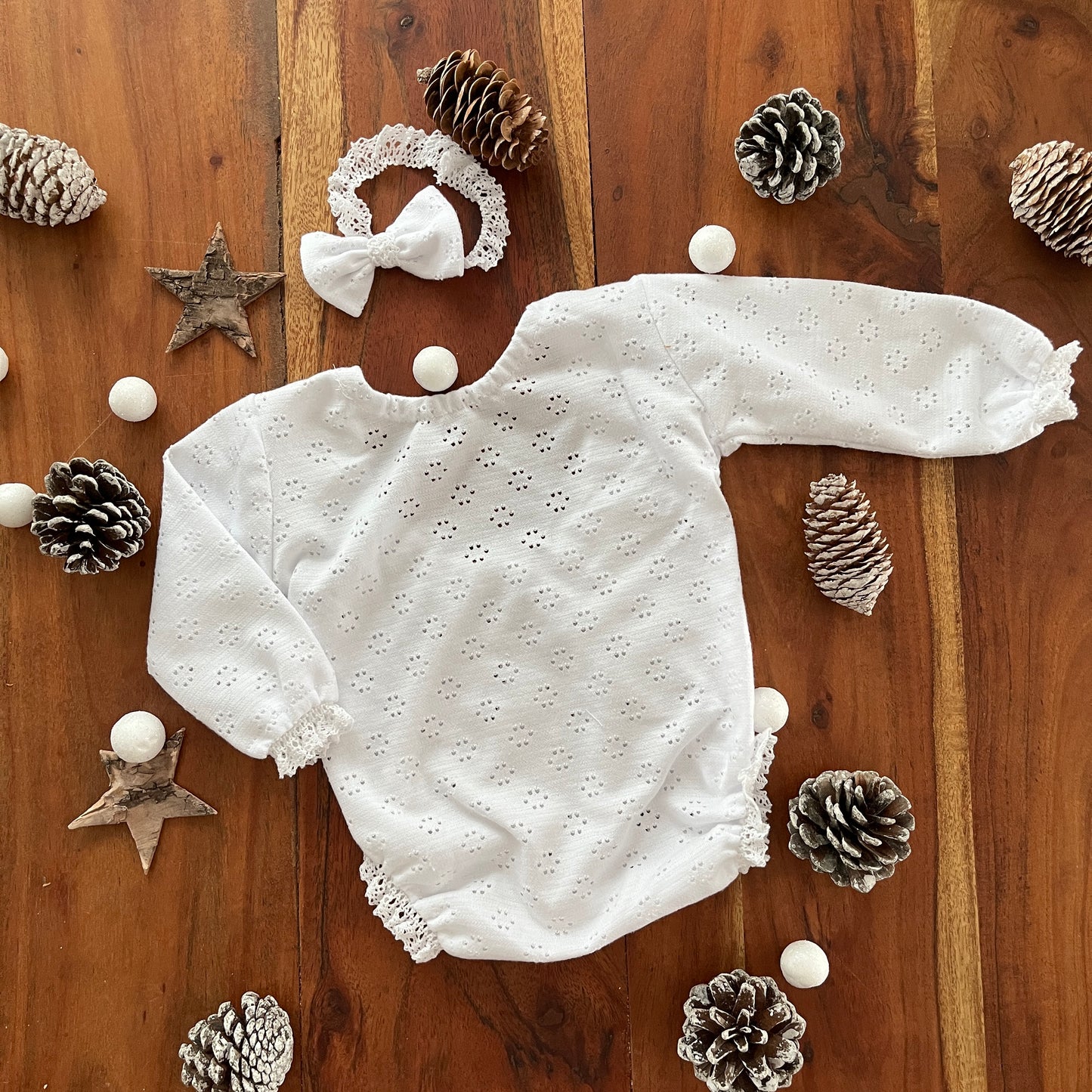 Weißes Stern-Neugeborenen-Fotografie-Requisiten-Outfit für Mädchen 2