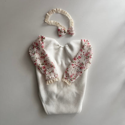 Anne cream and flower Newborn and sitter Photography Prop Outfit For Girl