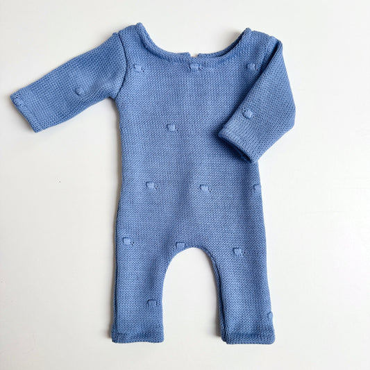 Theo Knit Romper – Sky Blue