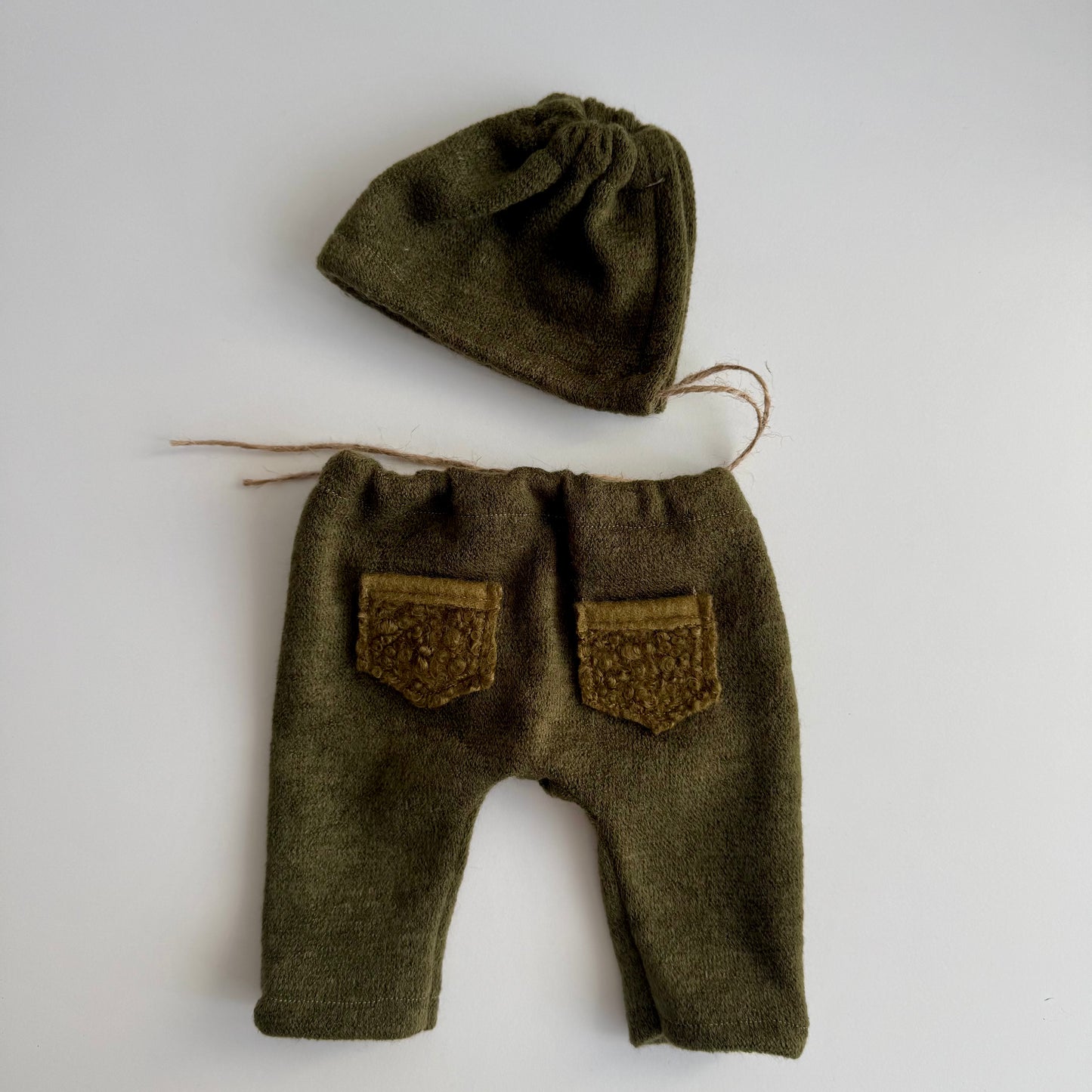 Khaki Forest Newborn Pants & Bonnet Set