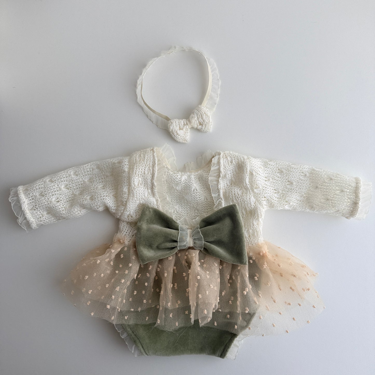 Olive and Gold Boho newborn dress  Newborn  Photography Props