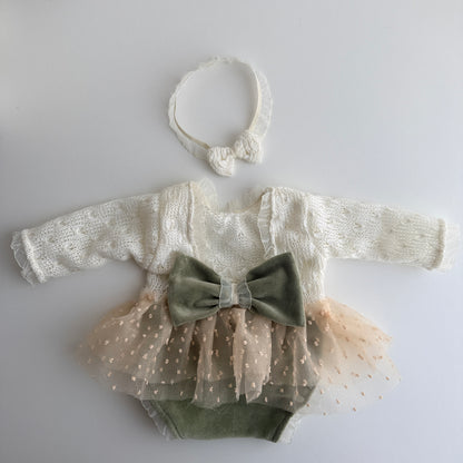 Olive and Gold Boho newborn dress  Newborn  Photography Props