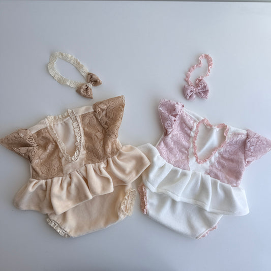 Lace Whisper One-Piece Newborn Dress Set