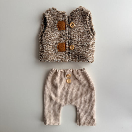 Milkshake Teddy Vest & Knit Pants Set – Newborn Photography Props