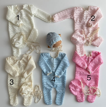 Lucy Boho lace fullfit  with bonnet Newborn Photography Props