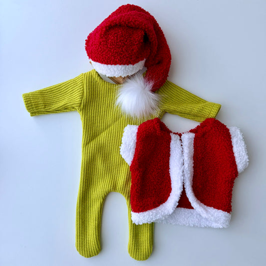 Grinch-Inspired Newborn Photography Outfit Set