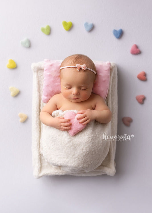 Mattress cover with pillowcase and pocket on the other side. Newborn photography props