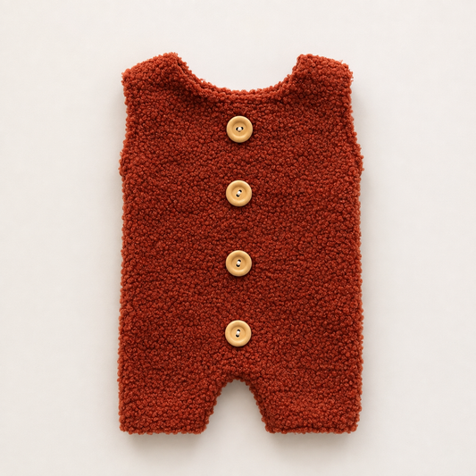 Rust Teddy Knit Romper – Newborn Photography Props