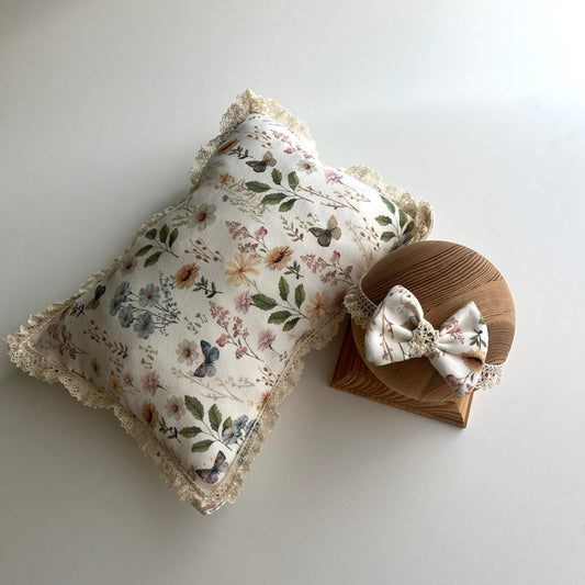 Flower Newborn headband and pillow