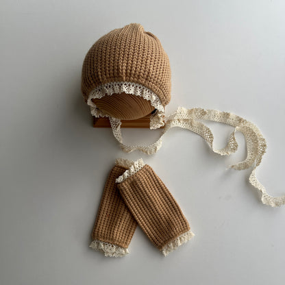 Dalia bonnet set with leg warmers Newborn Photography Prop