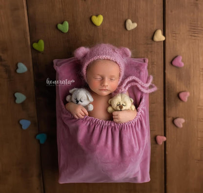 Mattress cover with pillowcase and pocket on the other side. Newborn photography props