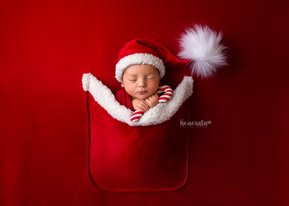 Santa Hat, Backdrop with a pocket. Newborn photo props