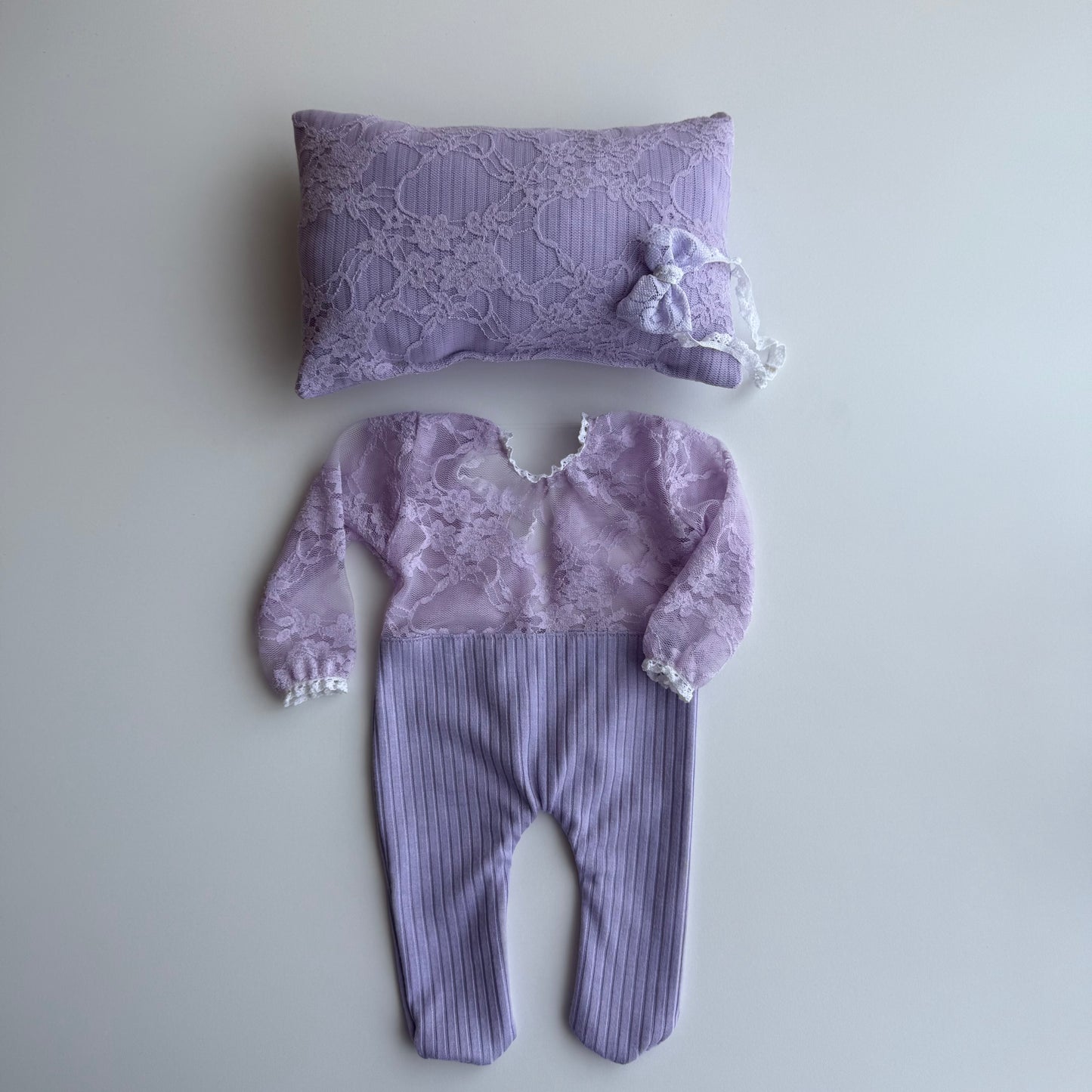 Anie purple Outfit with Headband and pillow Newborn Photography Prop