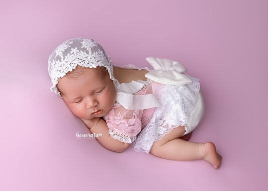 Accessoires de photographie pour nouveau-nés Amey White et rose