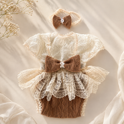 Accessoire de photographie pour nouveau-né Amey crème et beige
