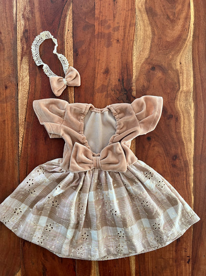 Velvet and lace Dress Newborn Photography Prop Outfit For Girl