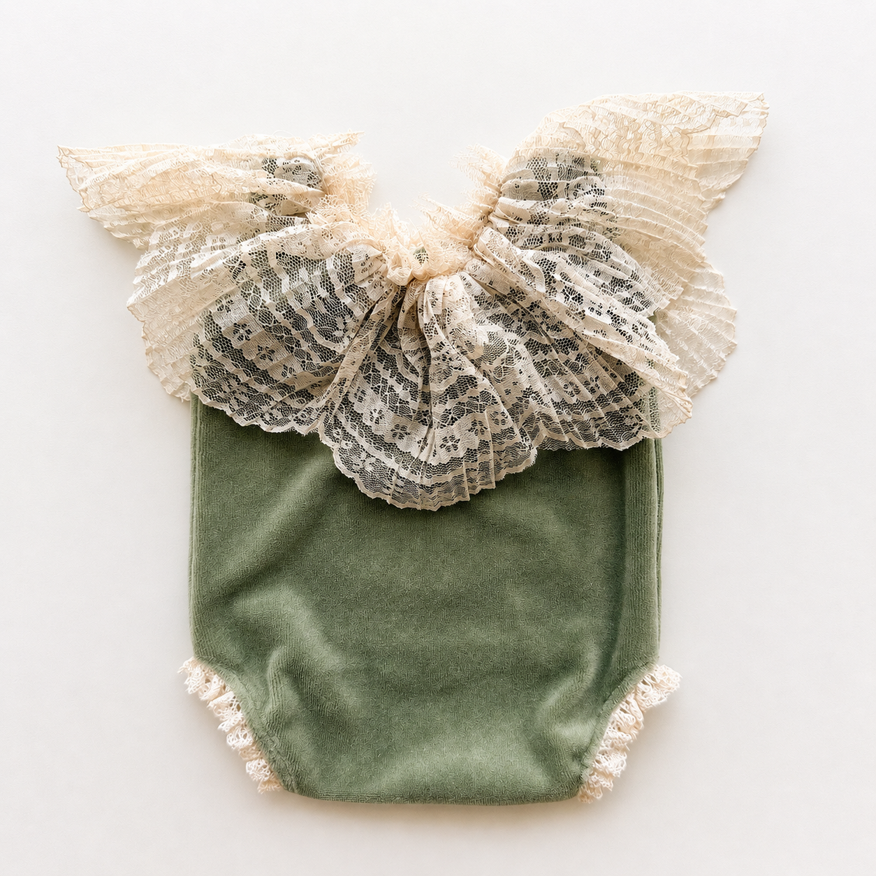 Amelia Off-Shoulder Lace Romper – olive