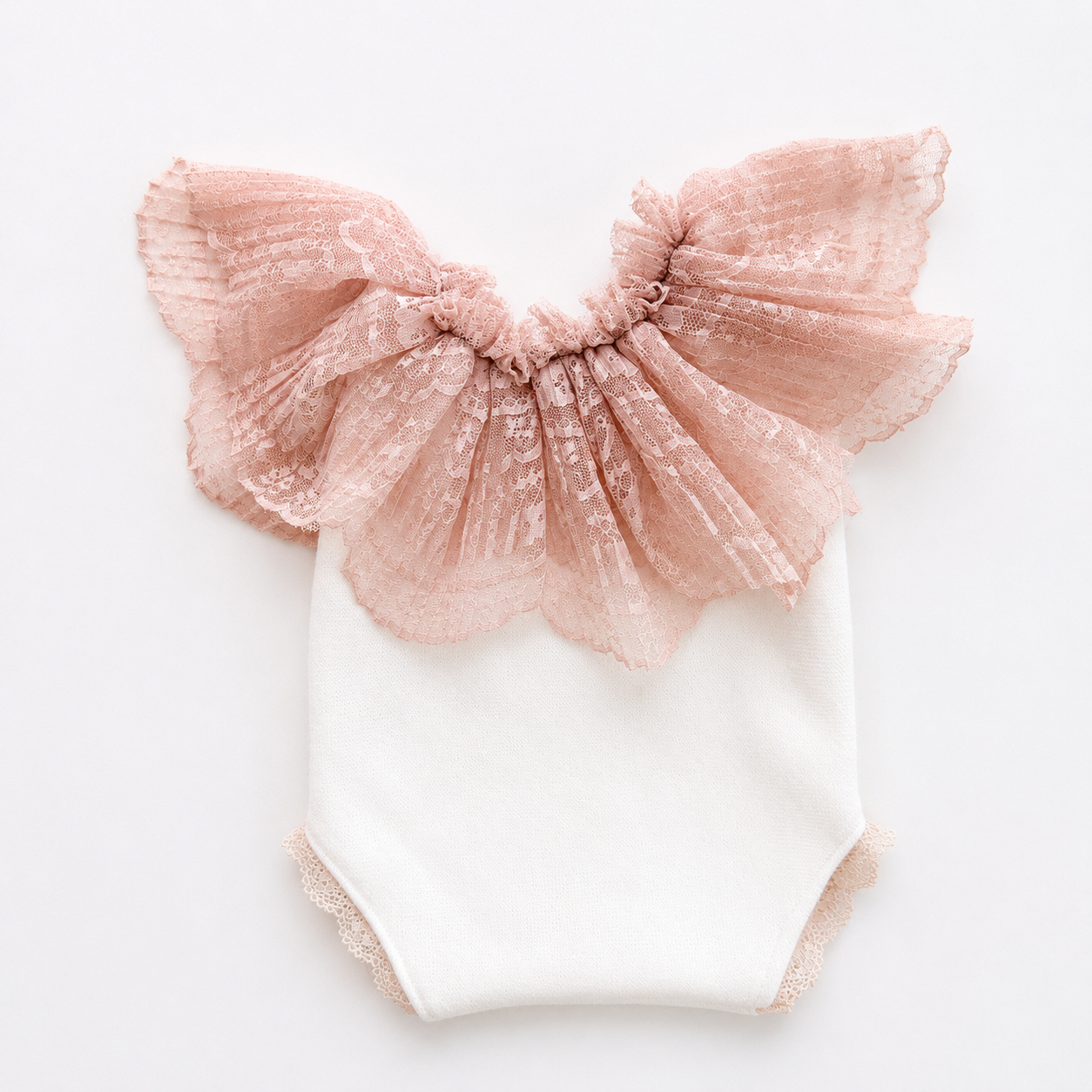 Amelia Off-Shoulder Lace Romper – Blush