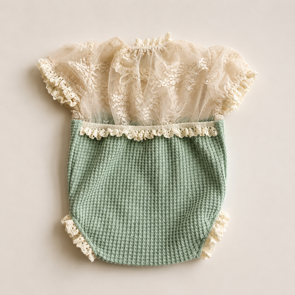 Willow Lace Romper – Sage | Newborn Photography Props