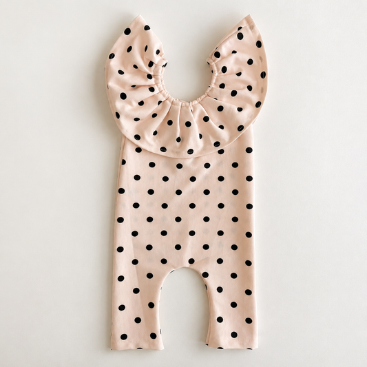 Blush Polka Dot Ruffle Collar Romper – Newborn Photography Props